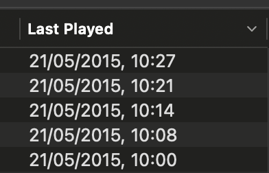Last played dates